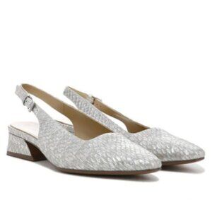 NATURALIZER Lesley Slingbacks In Pearl Metallic Snake Embossed Leather (WIDE)